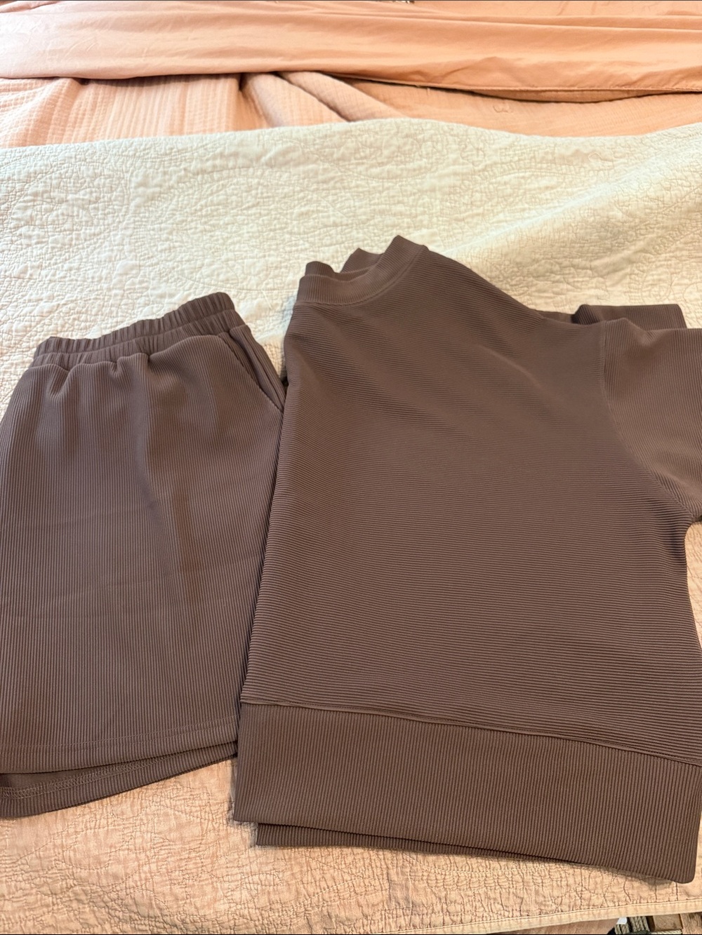 Zenana Outfitters Ribbed Two-Piece Set in Brown